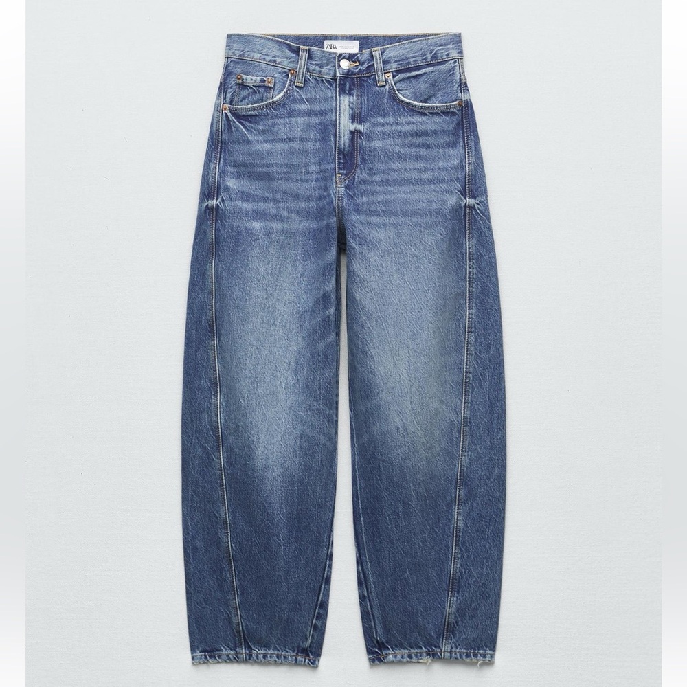 Zara Women's Classic Blue Barrel Leg Boyfriend Jeans size 6